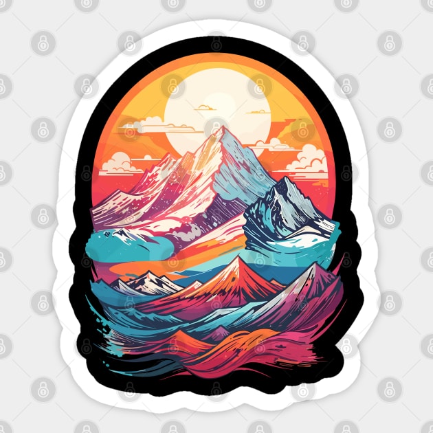 Colorful Mountain Range Sunset Landscape Design Sticker by TF Brands